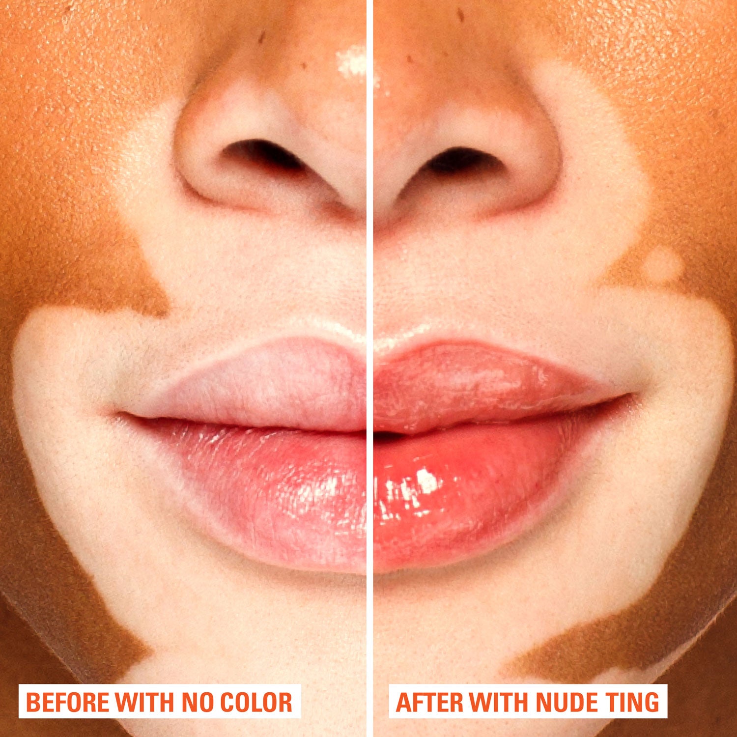 before and after Cay Skin Isle Lip Balm SPF 30 Nude Ting
