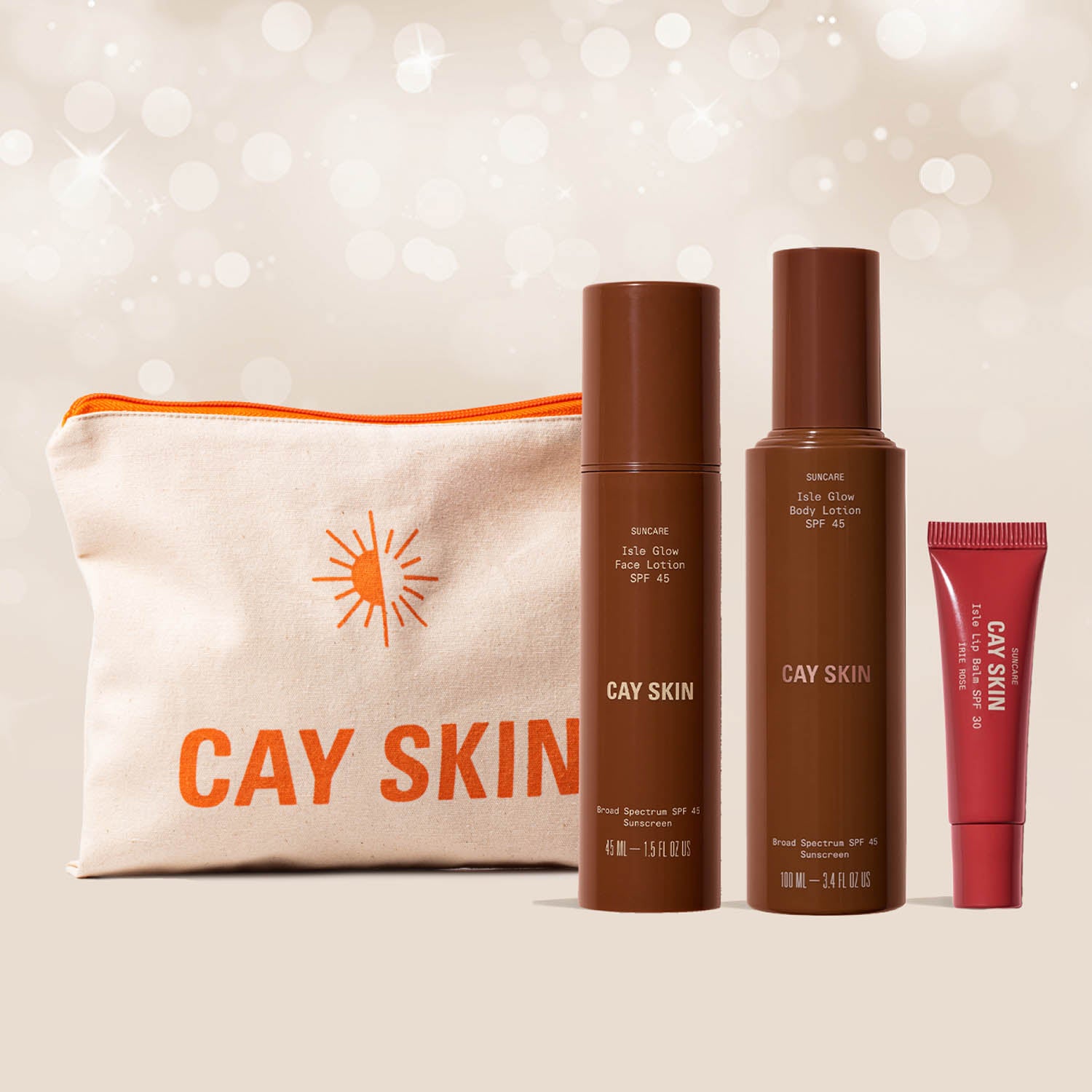 Cay Skin Isle Glow Face Lotion, Body Lotion and Lip Balm Combo
