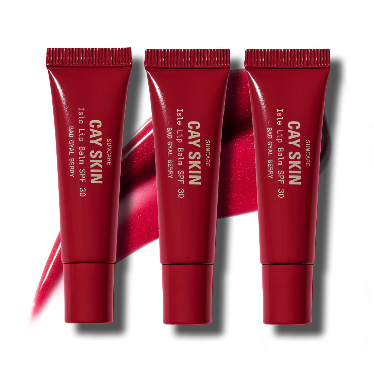 3-pack of tinted lip balm spf bad gyal berry
